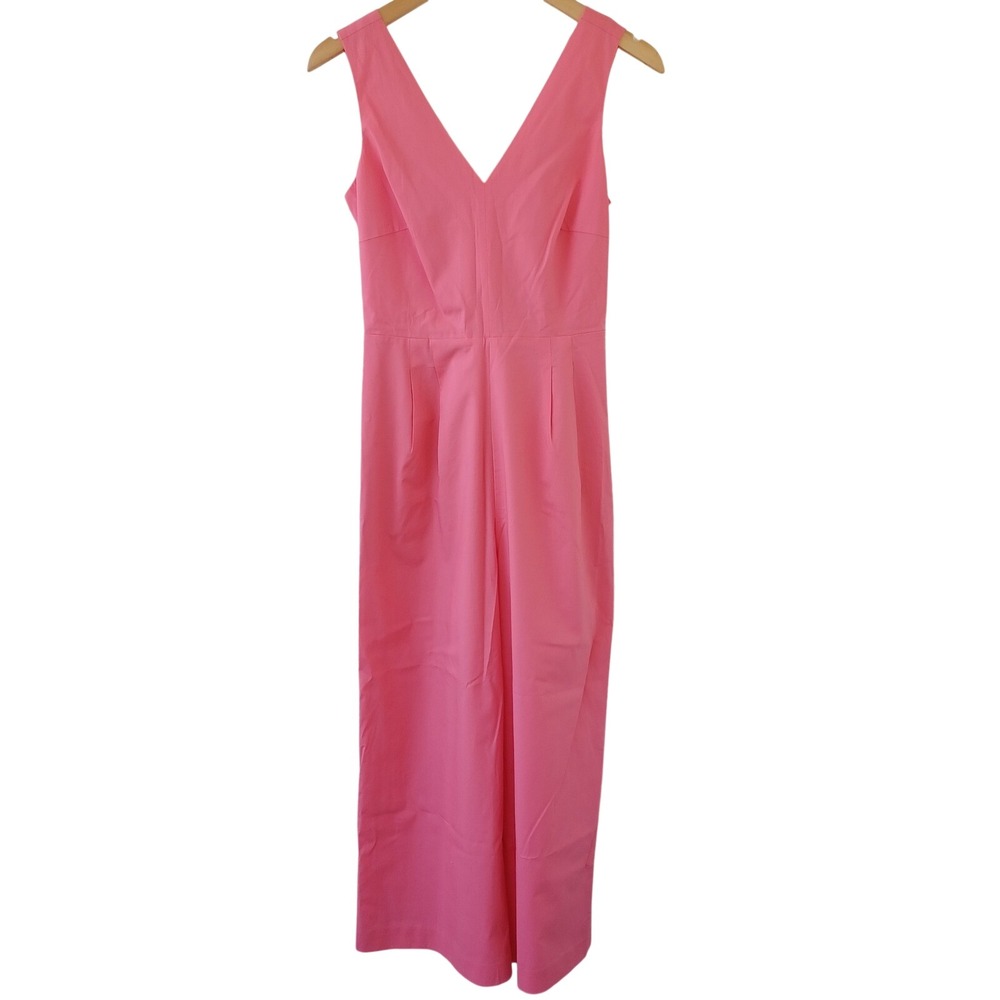 J.Crew Womens Pink V-Neck Tie Back Wide Leg Jumpsuit Size 2 Sleeveless Pocketed